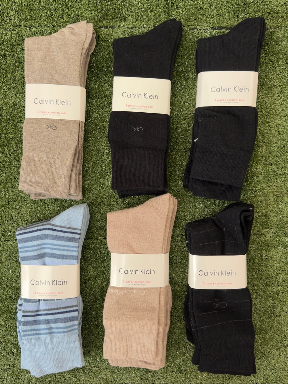 Calvin Klein Men's Crew Socks - Black, Beige, Light Blue